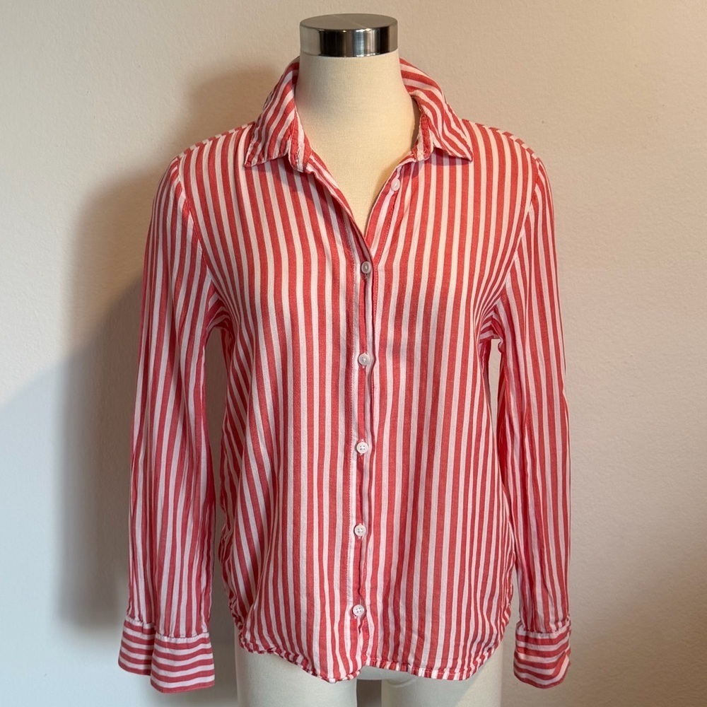 Red and White Striped Men's Shirt